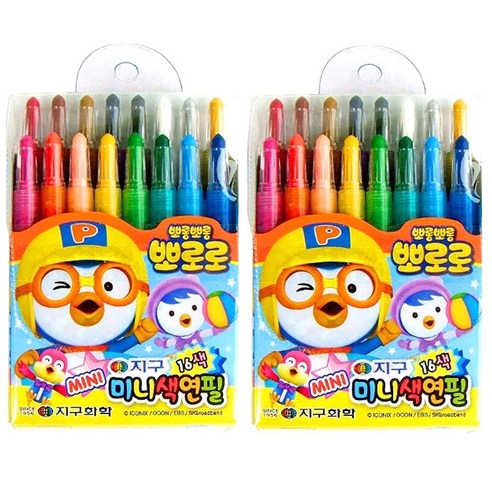 지구화학 지구 뽀로로 미니 샤프식 색연필, 2개, 16색
