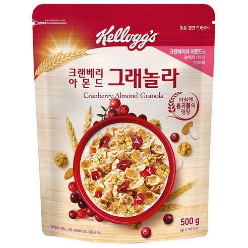 켈로그 크랜베리 아몬드 그래놀라 시리얼, 500g, 1개입