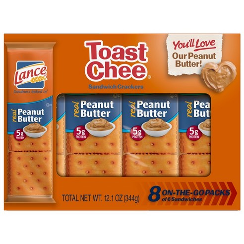 Lance 토스트 치 피넛 버터, 43g, 8개