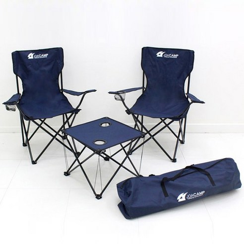 조아캠프 트래블 캠핑 테이블 의자 4종 세트, 네이비