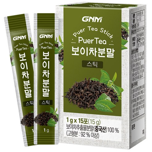 GNM자연의품격 운남성 보이차 분말 스틱, 1g, 15개입