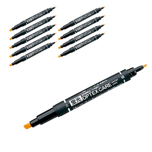 제브라 옵텍스 케어 형광펜, 오렌지, 10개
