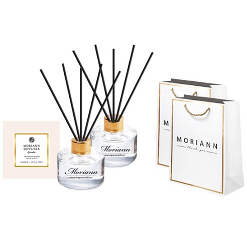 모리앤 골드라벨 디퓨저 120ml x 2p + 블랙 섬유리드 10p + 쇼핑백 2p, 라벤더
