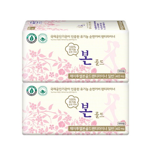 유기농본 골드 일반형 팬티라이너, 40개입, 2팩