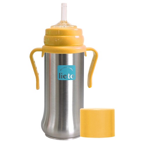 리에또 스테인레스 분리형 빨대컵 200ml, 엘로우, 1개