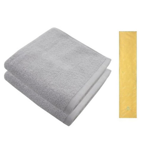 송월타월 노블레스 타월 150g 2p 연회색 + 아날도바시니 블록패턴 스포츠 타올, 노랑, 1세트