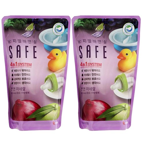 세이프 천연 미네랄 주방세제 리필형, 580ml, 2개