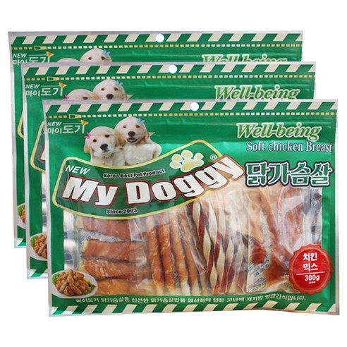 펫더맨 마이도기 강아지 간식 300g, 치킨믹스, 3개