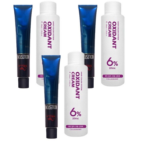 웰라 뉴콜레스톤 퍼펙트 퓨어컬러 염색제 80g + 산화제 100ml, 체리레드 6/45, 3세트