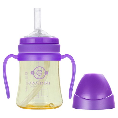 그로미미 PPSU 빨대컵 200ml, 퍼플, 1개