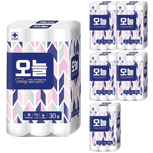 오늘 무형광 3겹 데코 화장지 20 m, 30롤, 6팩