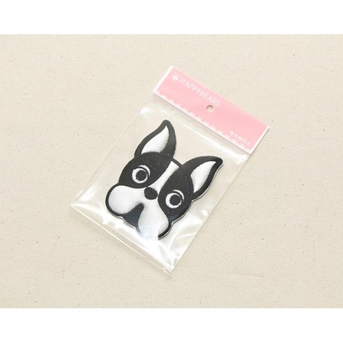 할인가격으로 구매할 수 있는 코하스아이디 프렌치 불독 봉제식 와펜 실버, 2개입