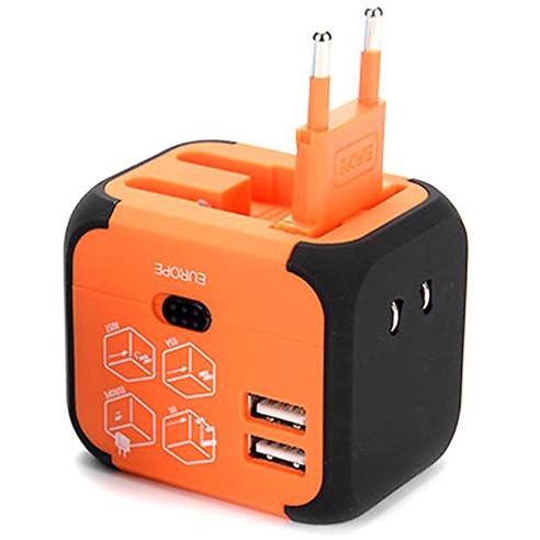 코시 솔리드 USB 2포트 여행용 어댑터 오렌지 TA3068U, 1개
