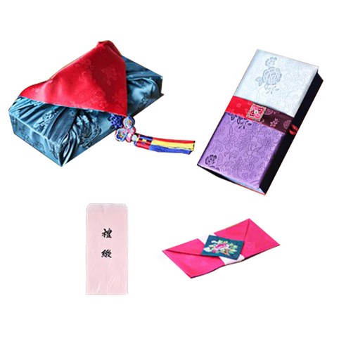 팔복상회 현금 예단세트 청홍, 신부(예단) 2색함 / 예단보 분홍색 추가 / 예단 서식지 추가
