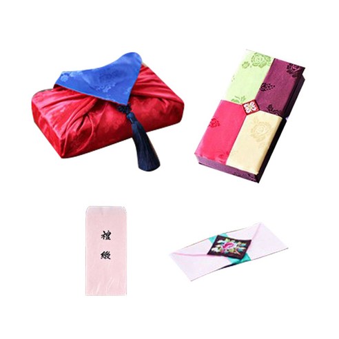 팔복상회 현금 예단세트 청홍, 신부(예단) 4색함 / 예단보 꽃분홍색 추가 / 예단 서식지 추가