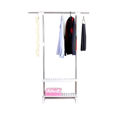 센스틈새 2단 선반행거 고정형, 실버