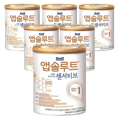 앱솔루트 센서티브 분유 1단계, 450g, 6개