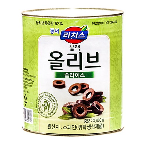 동서 리치스 슬라이스 블랙 올리브, 3kg, 4개