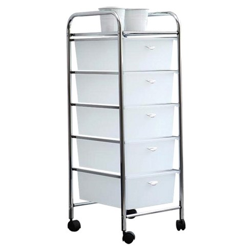 리빙톤이동식폴딩수납장 베스트리빙 이동식 다용도 트롤리 5단, 화이트