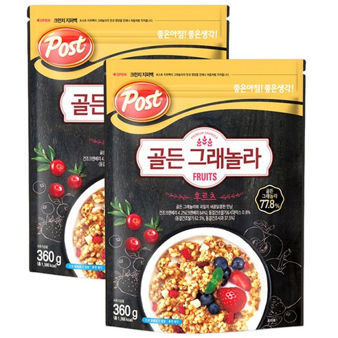 포스트 골든그래놀라 후르츠 시리얼, 360g, 2개