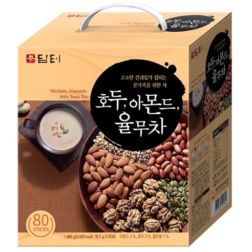 담터 호두 아몬드 율무차 스틱형, 18.5g, 80개입