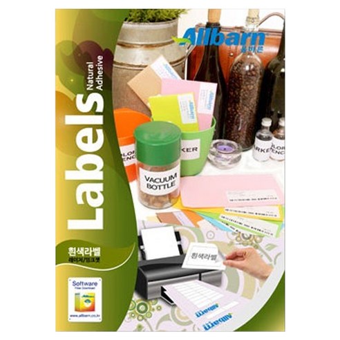 올바른 흰색라벨 레이저 잉크젯공용 AL024 100매, 화이트, 64 x 34 mm