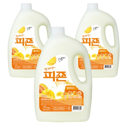피죤 프리미엄 섬유유연제 옐로미모사 본품, 2500ml, 3개