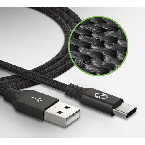  신지모루 USB-C 타입 더치 패브릭 케이블, 2m, Black, 2개입 