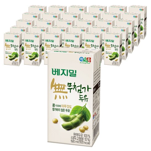 베지밀 무첨가 두유, 190ml, 64개