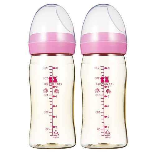 비지엔젤 소프트 모유촉감 PPSU 노꼭지 젖병 240ml 트윈팩, 핑크, 2개