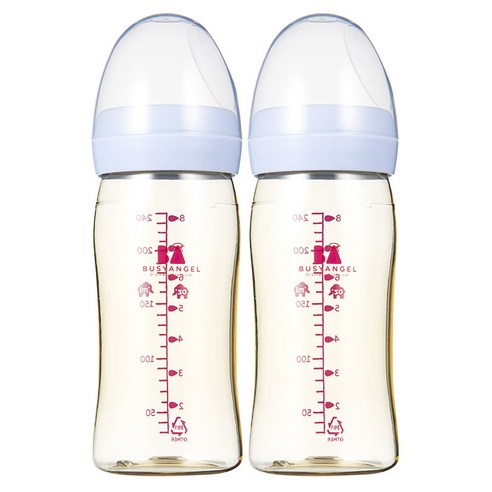 비지엔젤 소프트 모유촉감 PPSU 노꼭지 젖병 240ml 트윈팩, 블루, 2개