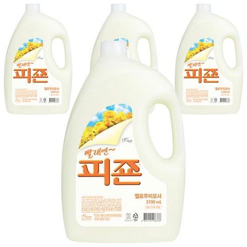 피죤 섬유유연제 옐로우미모사 본품, 3.1L, 4개