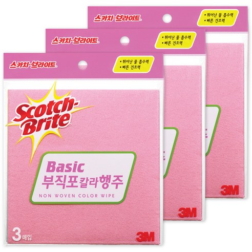 스카치브라이트 부직포 칼라 행주, 혼합 색상, 3매입 x 4개