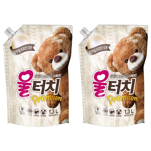 피죤 울터치 프리미엄 리필, 1300ml, 2개