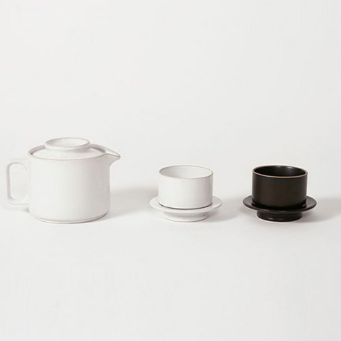 ERATO 국산 옳음 찻잔 다기세트 화이트 + 블랙 6p 세트, 1세트, 주전자세트 + 다기잔(2P) + 잔받침(2P)