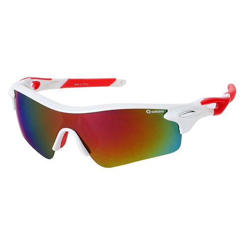 오클렌즈 편광 렌즈 스포츠 선글라스 Q320, 프레임(화이트 + 레드), 편광렌즈(레드밀러), 1개