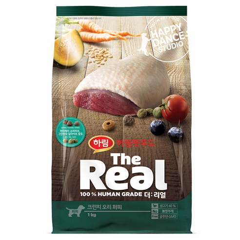 하림펫푸드 더리얼 크런치 퍼피 강아지사료, 오리, 1kg