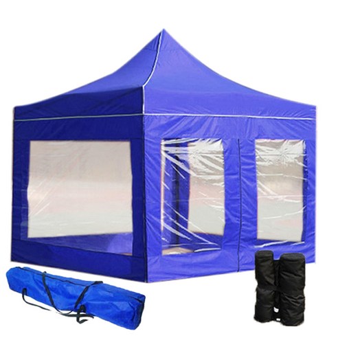 런웨이브 캐노피 방수 천막 올인원 세트 B형 3 x 2 m, 블루