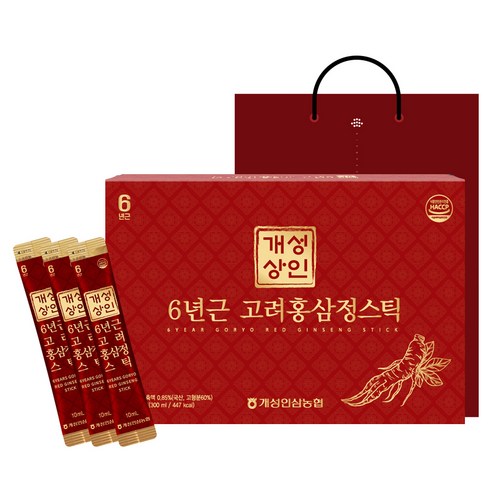 개성상인 6년근 고려홍삼정 스틱 + 쇼핑백, 10ml, 30개