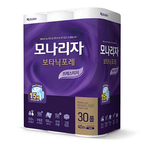 모나리자 보타닉포레 프레스티지 화장지 40m, 30롤, 1팩