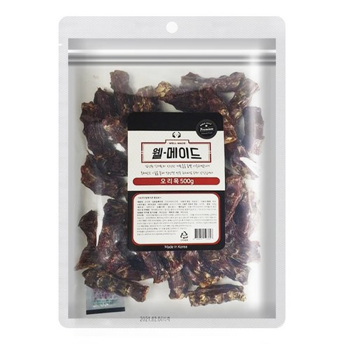 웰메이드 강아지 수제간식 대용량 500g, 오리목맛, 1개