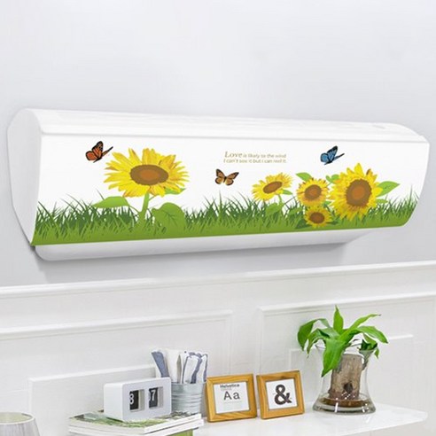 다샵 벽걸이에어컨커버 스판 89 x 27 x 19 cm, 해바라기