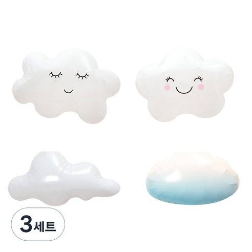 구름 풍선 4종 세트, 혼합색상, 3세트