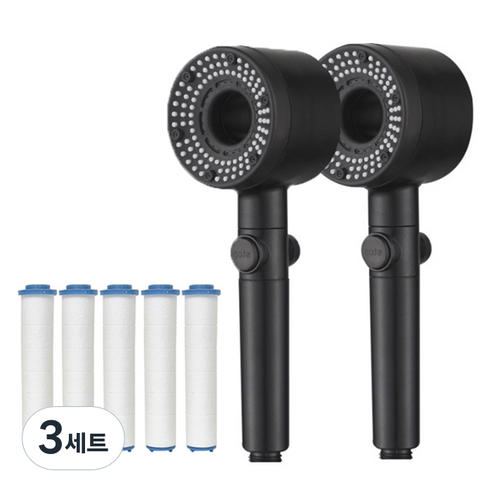 윈프라이스 다이나믹 5단 필터 샤워기 2p + 전용필터 5p 세트, 3개, 블랙(샤워기), 화이트(필터)