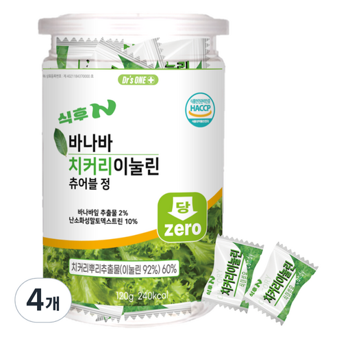 식후엔 바나바 치커리 이눌린 츄어블정, 120g, 4개