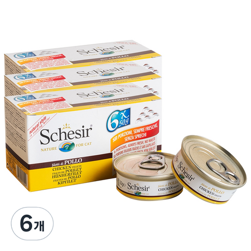 쉐지애 고양이 내추럴스타일 캔 50g x 6p, 닭고기 + 쌀 혼합맛, 6개