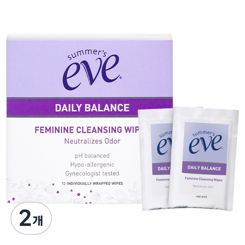 써머스이브 데일리 밸런스 페미닌 클렌징 와입스 12p, 42g, 2개