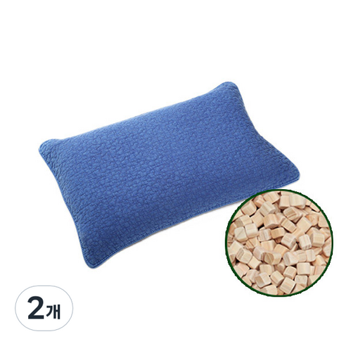 편백아트 순면 피그먼트 베이직 베개, 파랑, 2개