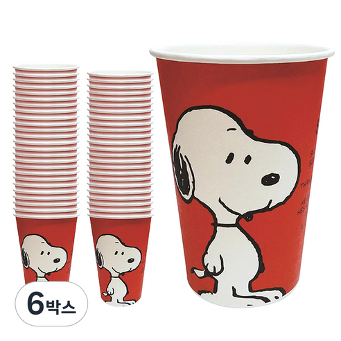 피너츠 스누피 컬러종이컵 390ml, 50개입, 6개