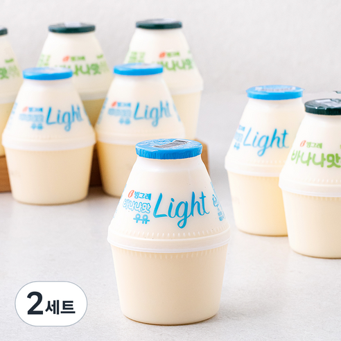 빙그레 바나나맛우유 240ml x 4개입 + 바나나맛 우유 라이트 240ml x 4개입 세트, 1.92L, 2세트